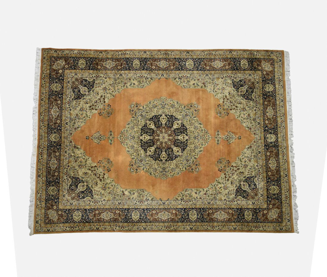 Vintage Wool Tabriz Oriental Rug Carpet 12'1" x 9' Designer has tag not added. (1 of 9)