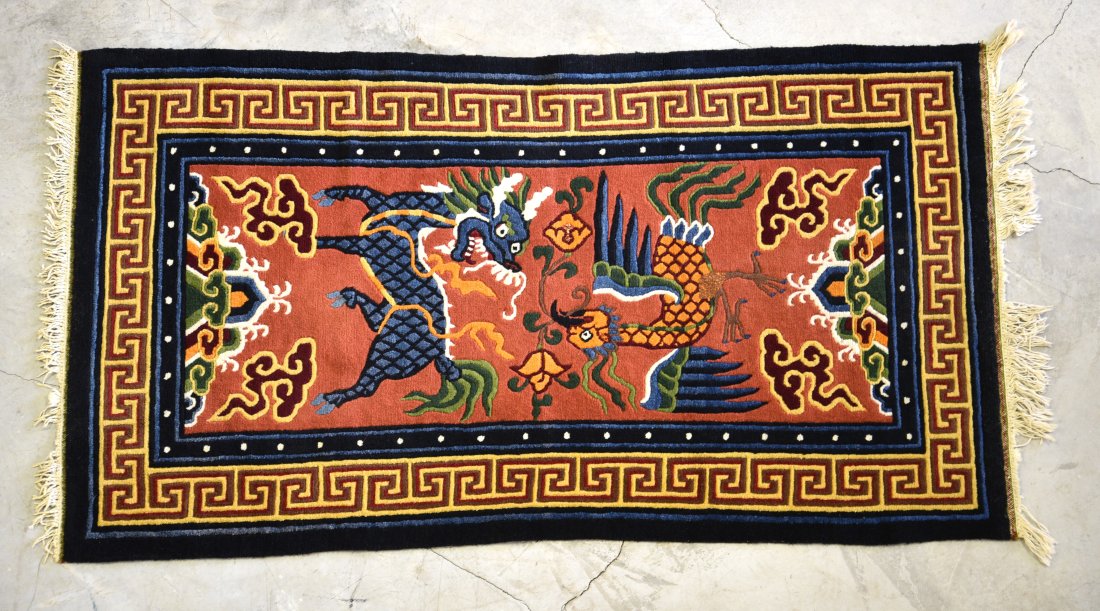 Vintage Wool Tibetan Oriental Rug Carpet 5'7" x 3'1" (1 of 9)