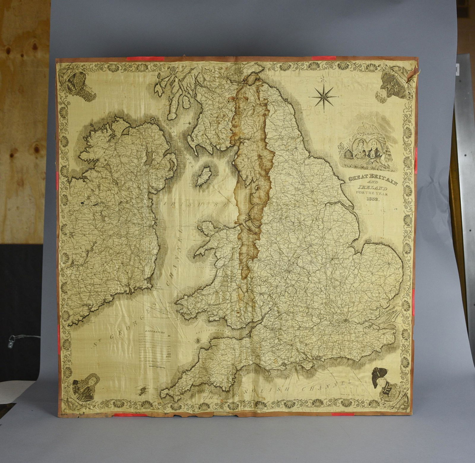 Antique Original "Great Britain and Ireland for the Year 1832" Map Printed on Silk (1 of 9)