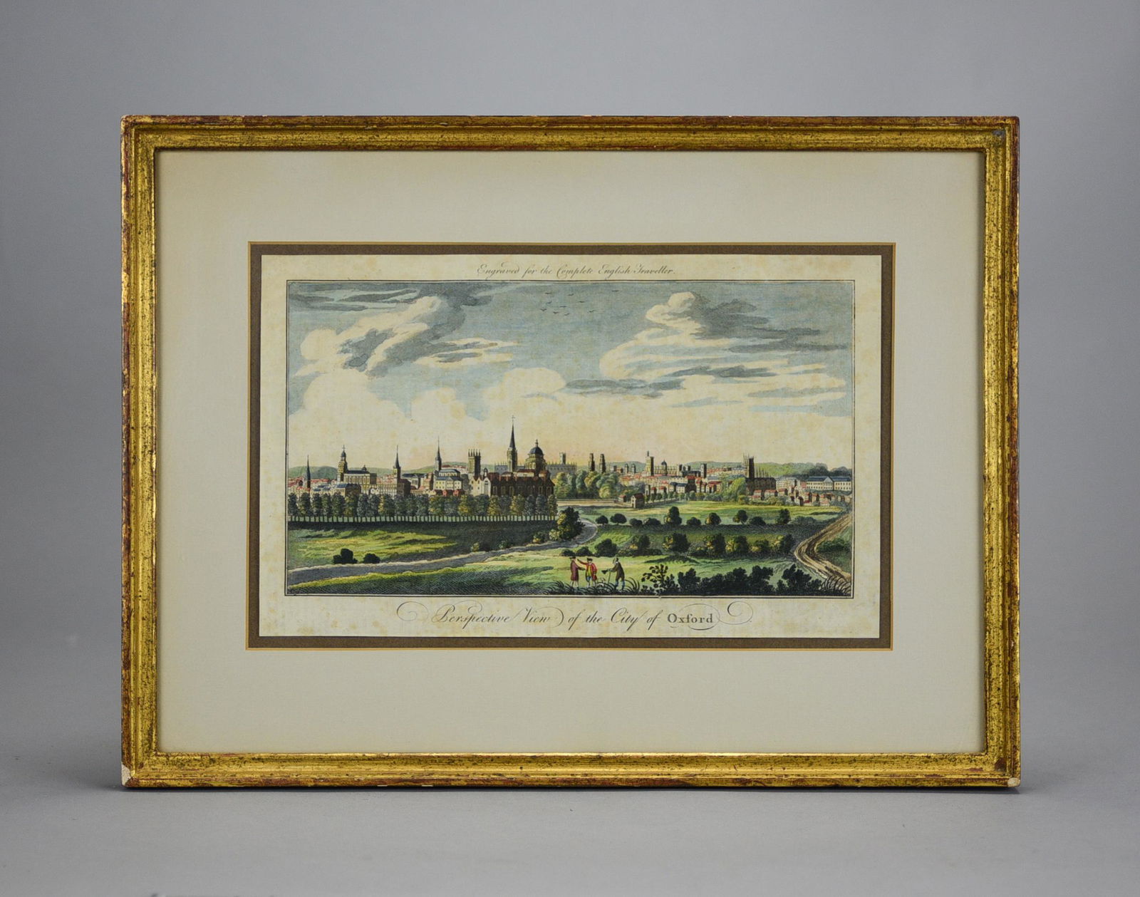 Perspective View of the City of Oxford. Hand Tinted Engraving, Ca.18th Century (1 of 6)