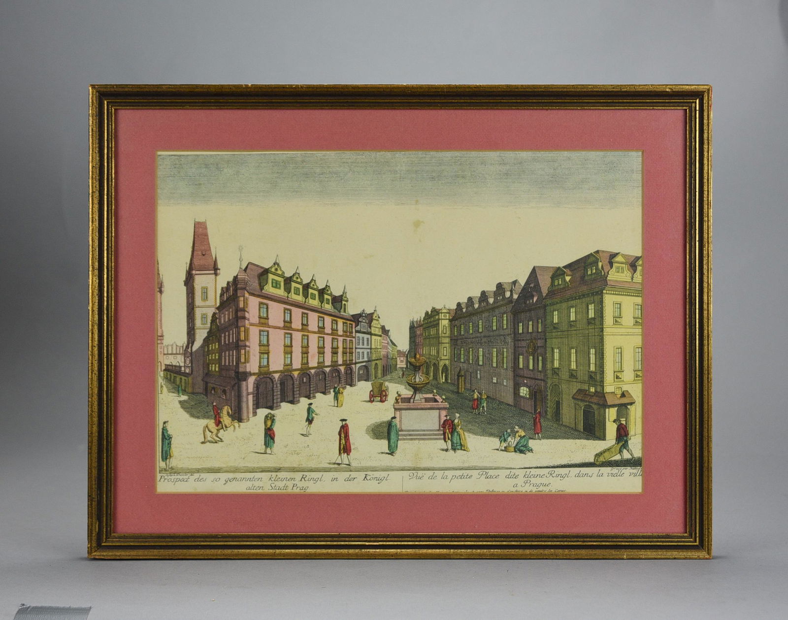 Old Town Square, Prague Antique Hand Tinted Print by Johann Nabholz. (1 of 4)