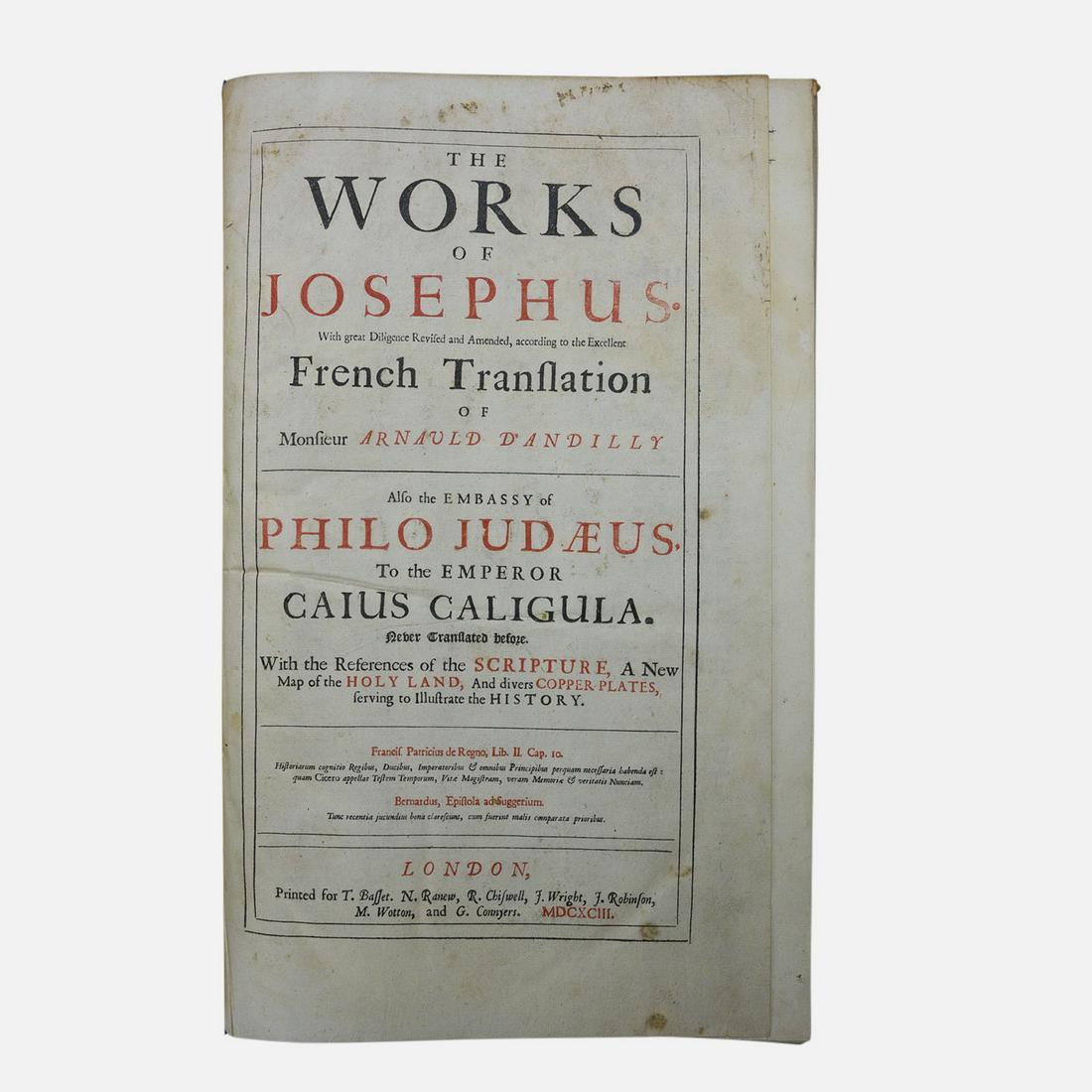 The Works of Josephus by Flavius Josephus. London, 1693. Rebound (1 of 11)