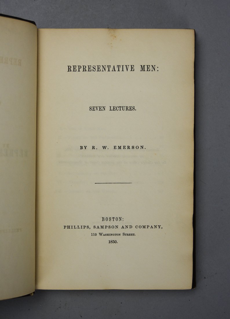 Representative Men: Seven Lectures by Ralph Waldo Emerson. First Edition, 1850 (1 of 6)