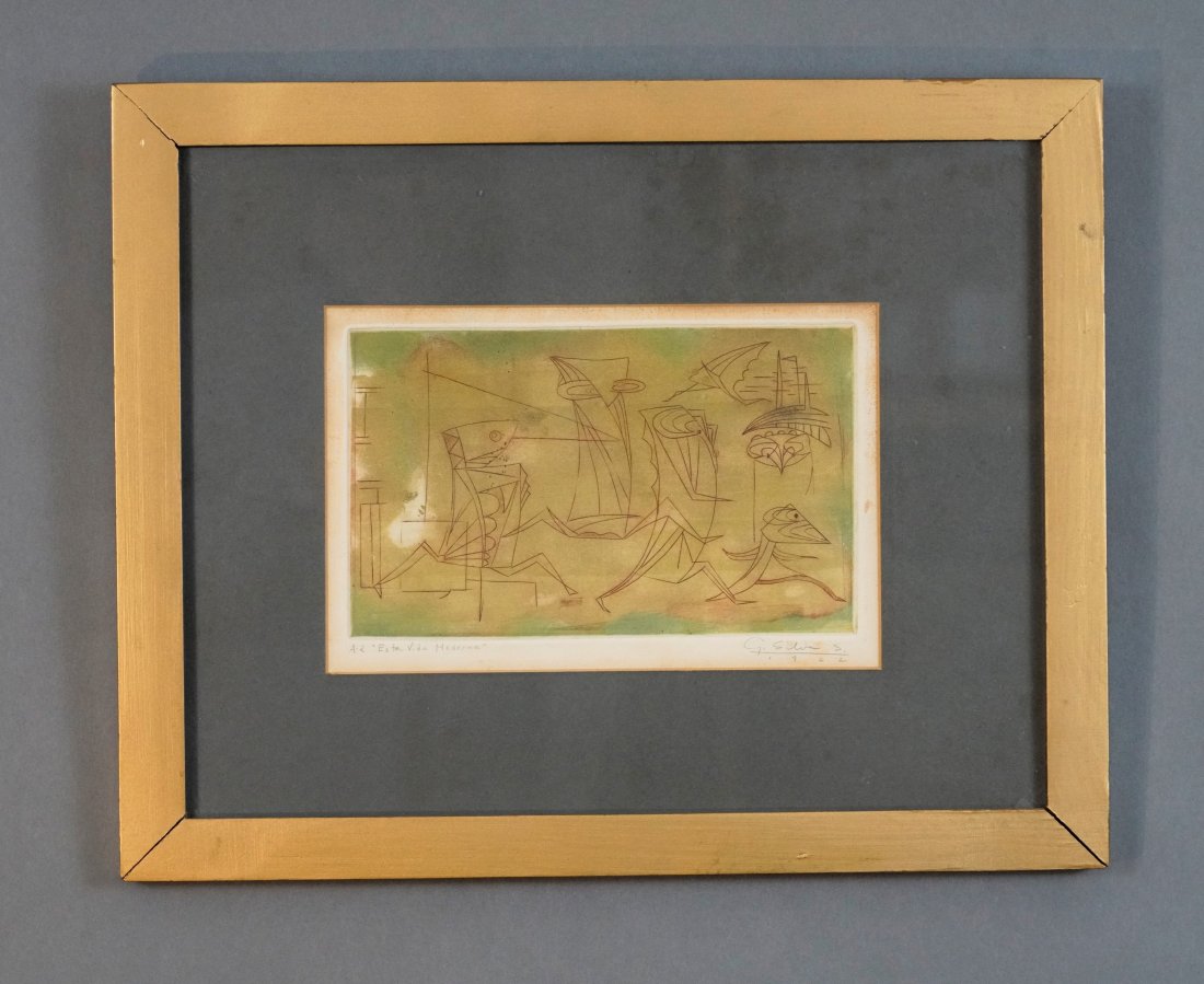 Santamaria, Guillermo Silva. ESTA VIDA MODERNA Tinted Etching monotype Print (1 of 5)