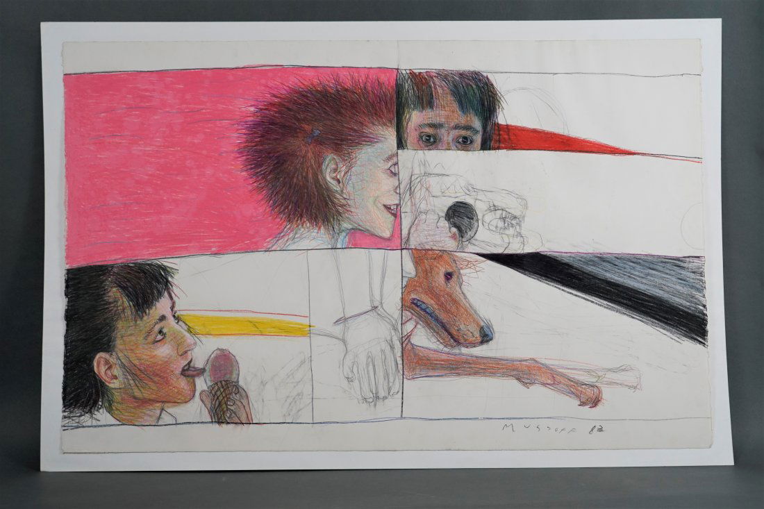 Mussoff, Jody. WOMEN, ICE CREAM CONE, DOG, SEGMENTED. Large Colored Pencil Drawing (1 of 6)