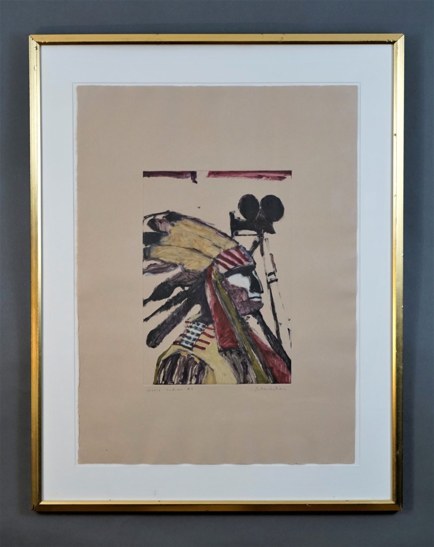 Scholder, Fritz. Hollywood MOVIE INDIAN #1 Original Monotype 1975 (1 of 9)