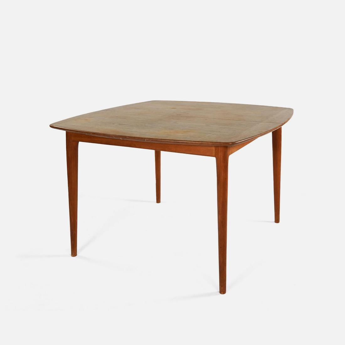 Rasmus Solberg Mobler Danish Modern Dining Table MCM: Ca. mid 20thC. Very good with no breaks, cracks or repairs. No leaves are included.