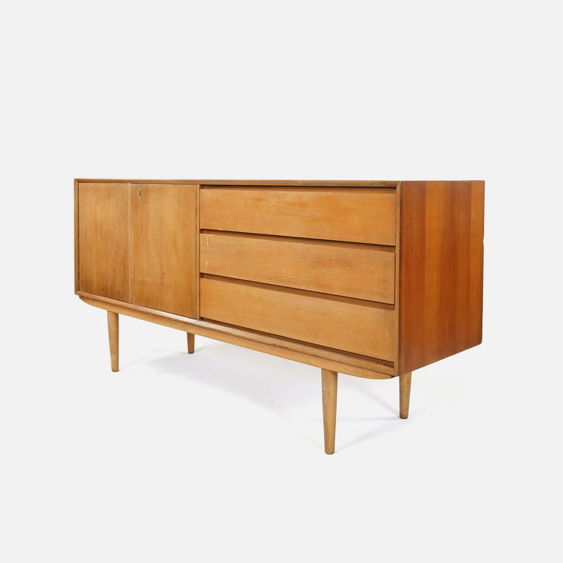 Mid Century Modern Sideboard w/Drawers MCM: Ca. last half 20thC. Very good as shown.