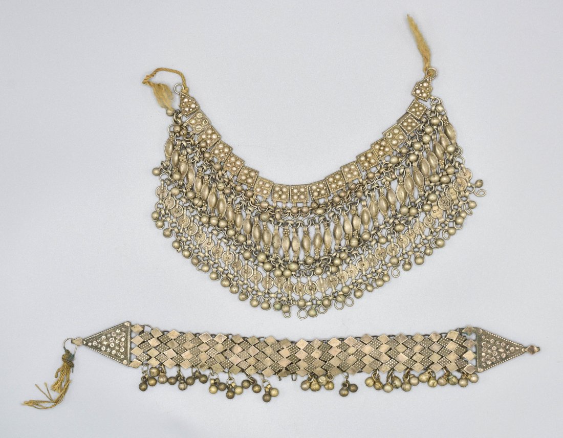 Two Old Bedouin Silver Kaffat Necklaces (1 of 9)