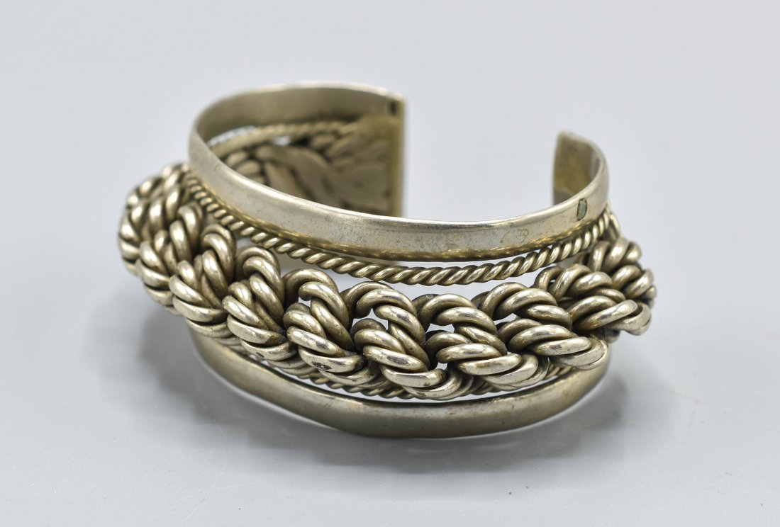 Antique Egyptian Silver Cuff Bracelet Braided Twist Coil (1 of 11)