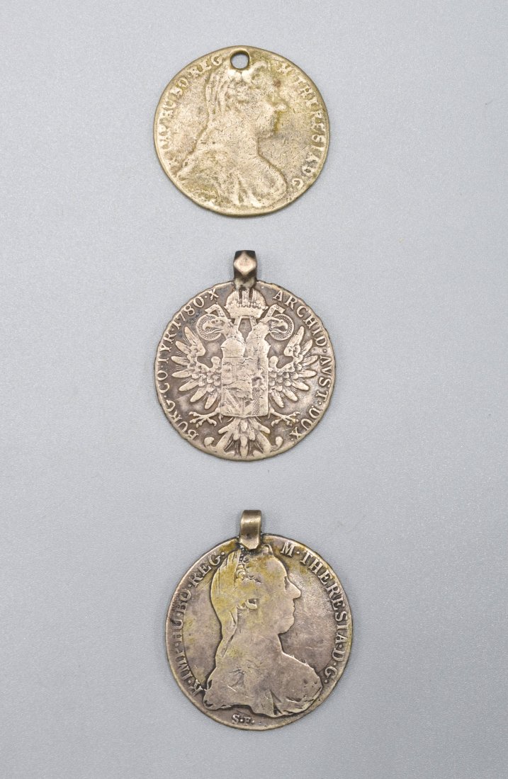 Three Antique Thaler Silver Coin Pendants (1 of 7)