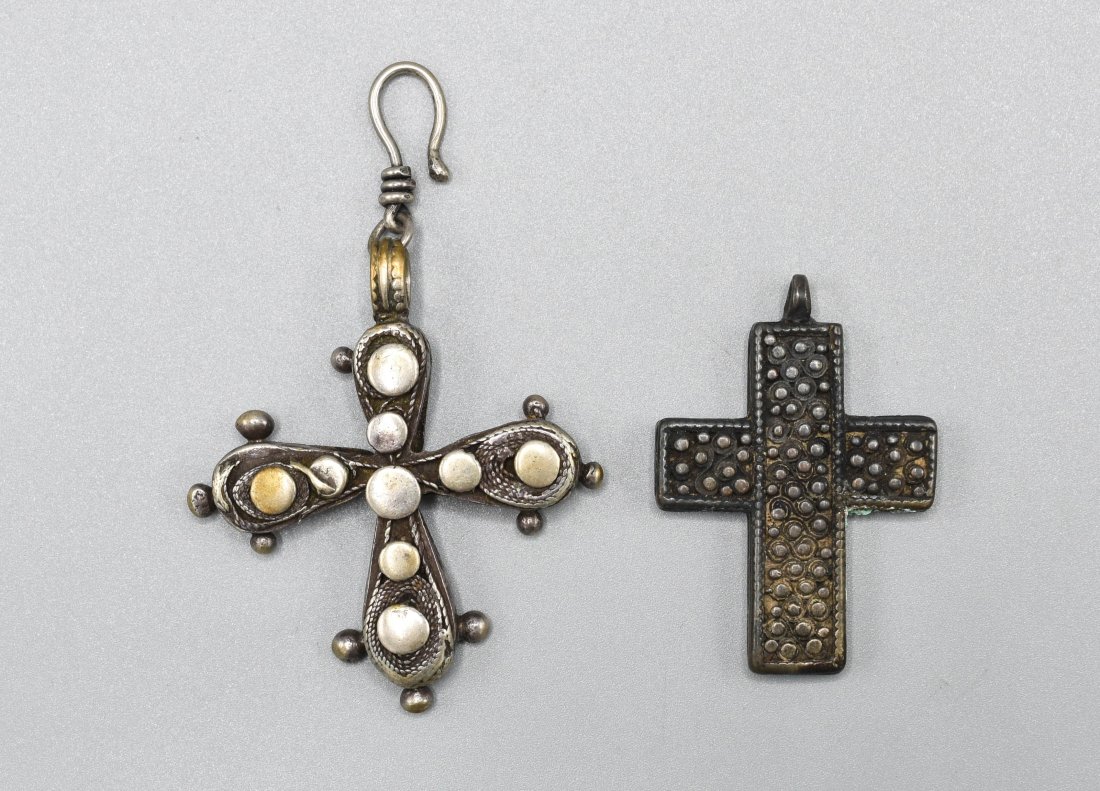Two Old Tribal Cross Silver Pendants (1 of 10)