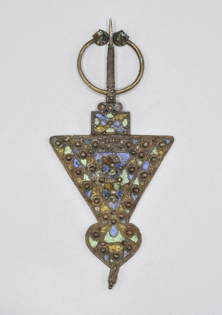 Old Kabyle Berber Silver and Enamel Fibula from Algeria (1 of 7)