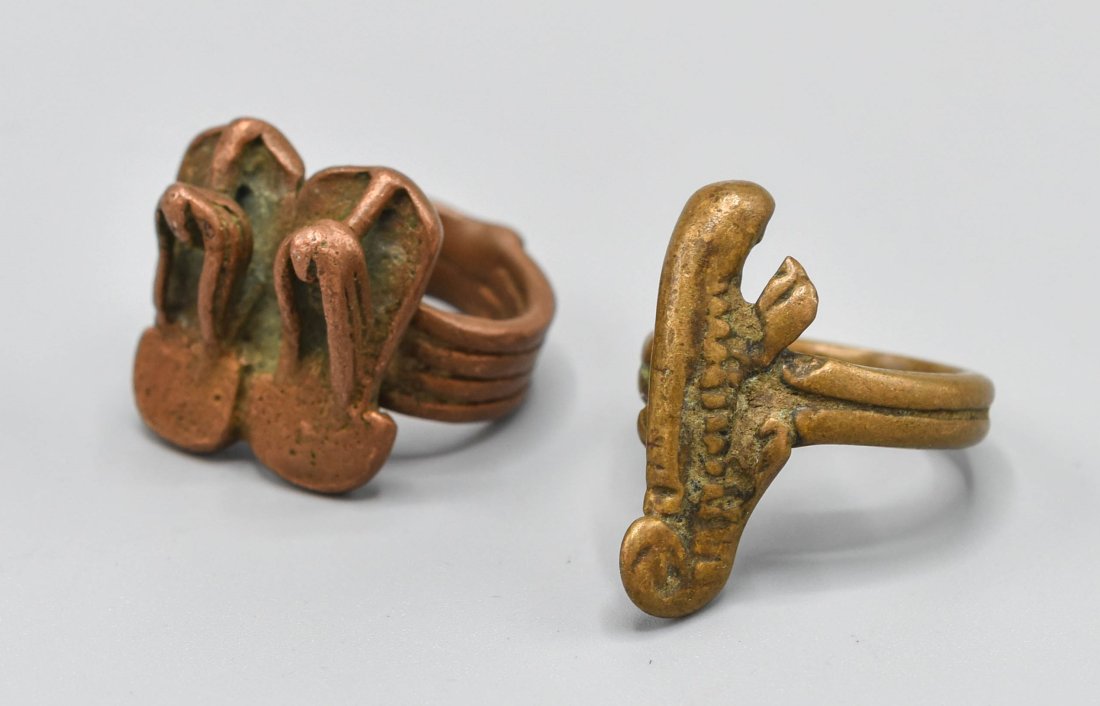African Senufo Copper and Brass Amulet Ring Pair (1 of 9)