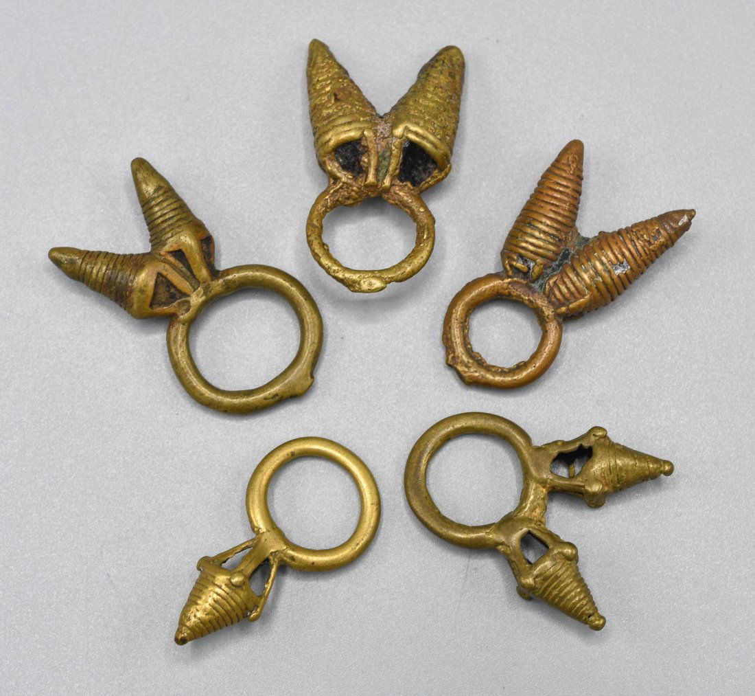 Five Old African Copper Dogon Rings (1 of 4)