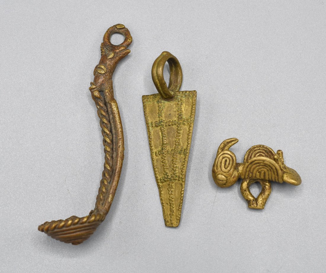 Three Old Senufo African Brass Amulet Pendants (1 of 11)