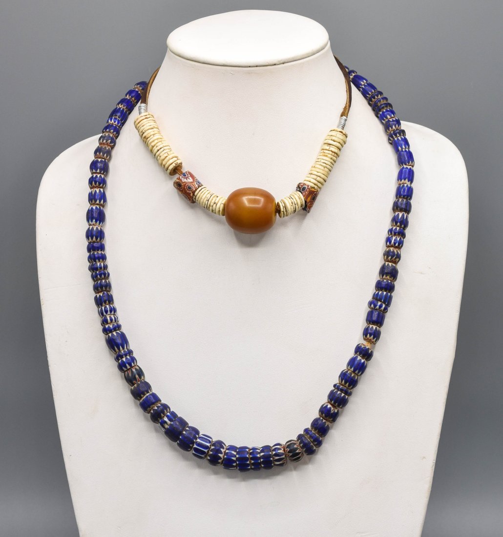 Old African Chevron Glass Trade Bead Necklace Lot (1 of 6)