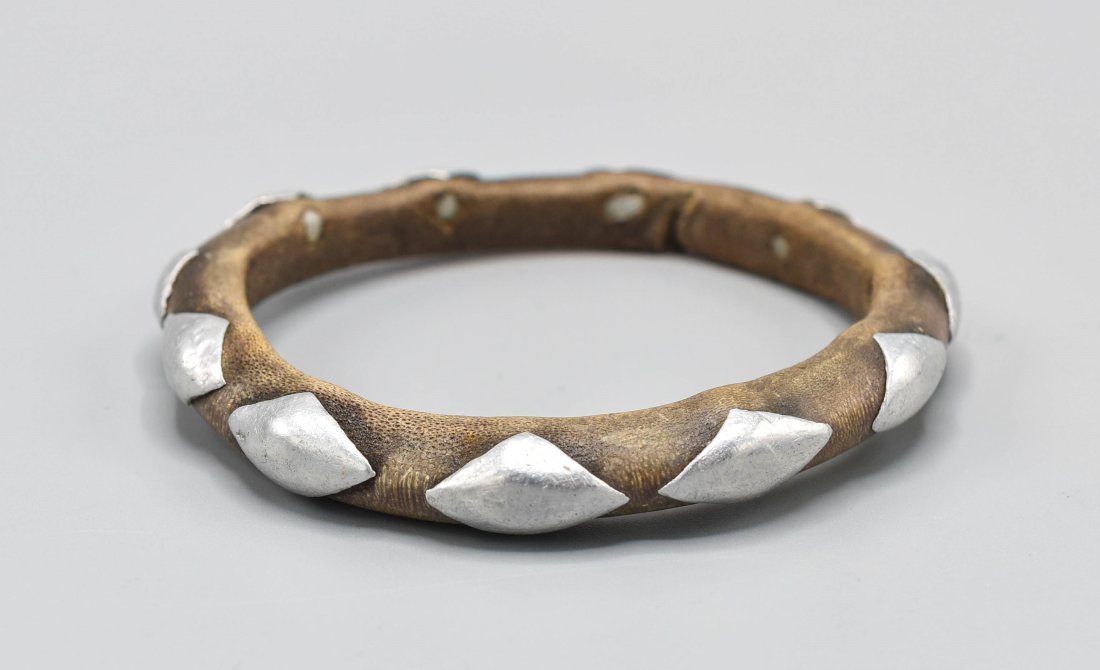 Antique Silver and Palm Wood Bangle Bracelet India (1 of 9)