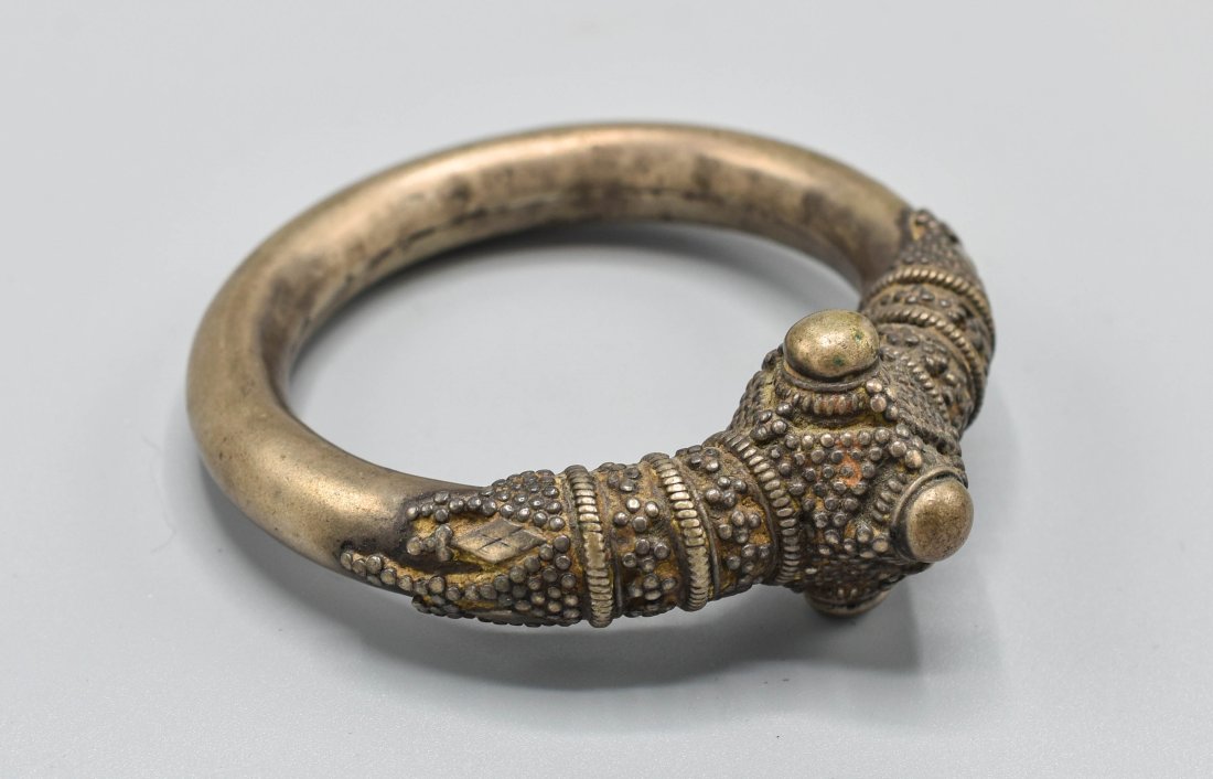 Old Kazak Silver Round Bangle Bracelet (1 of 8)