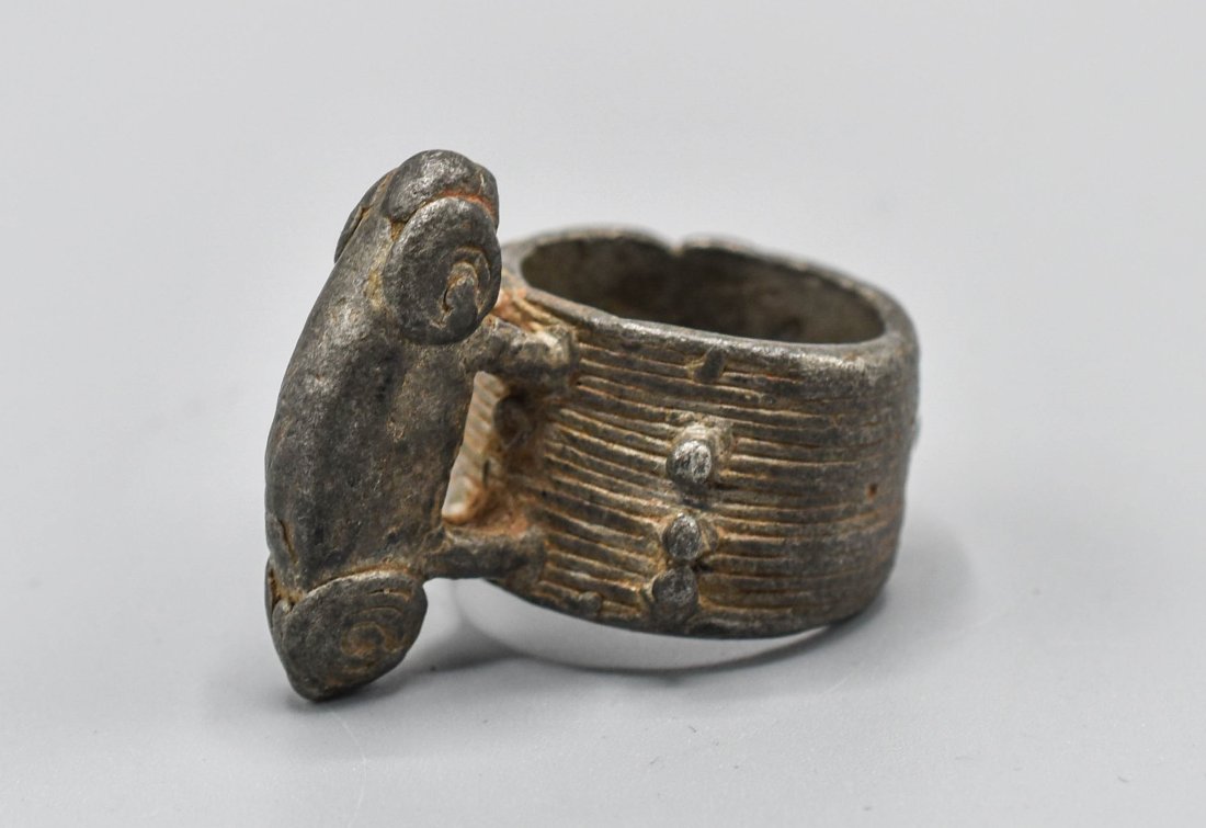 African Senufo Talisman Chameleon Metal Finger Ring (1 of 7)