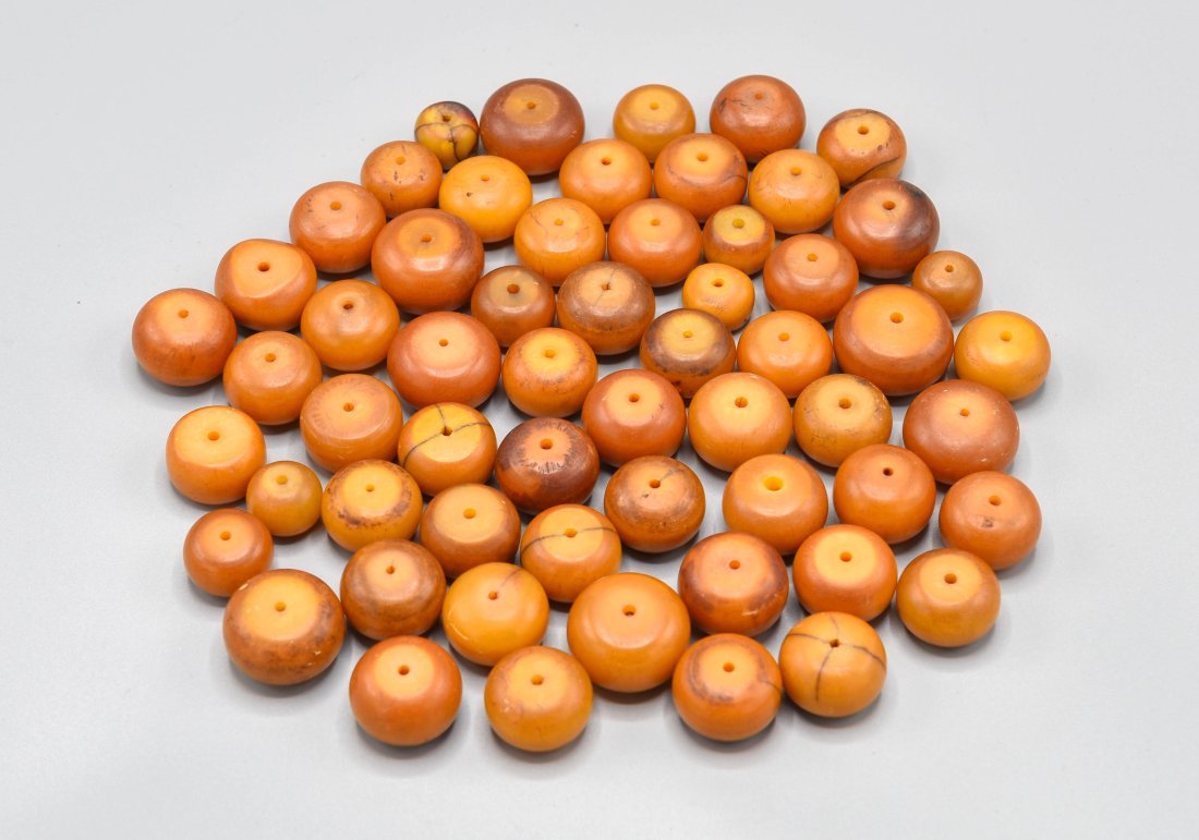 59 Old Amber Resin Copal Trade Beads (1 of 3)