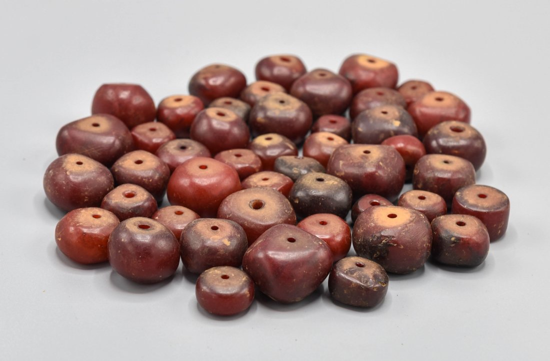 45 Old Amber Cherry Resin Copul  Beads (1 of 3)