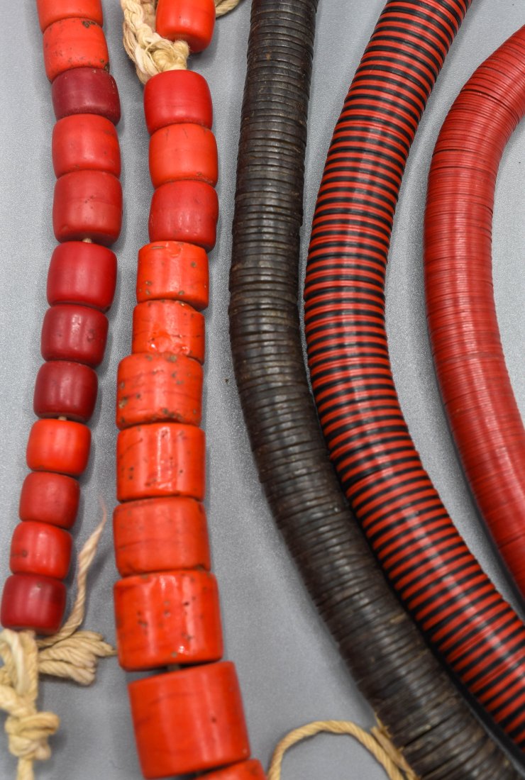 Old Coral Glass Trade Bead Necklace Lot (1 of 6)