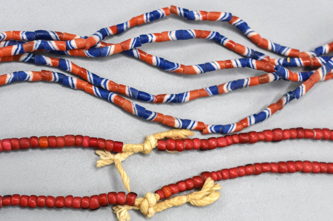 Red and Blue Glass Trade Bead Necklace Lot (1 of 4)