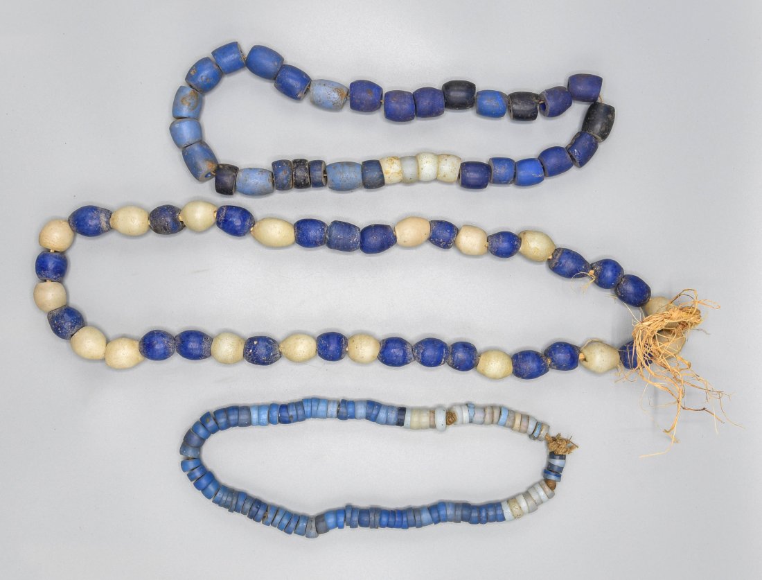 African Blue and White Glass Trade Bead Necklace Lot (1 of 7)