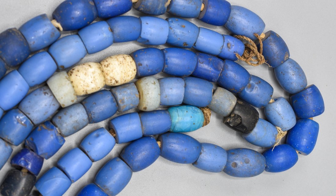 Blue Glass Trade Bead String Necklace Lot (1 of 2)