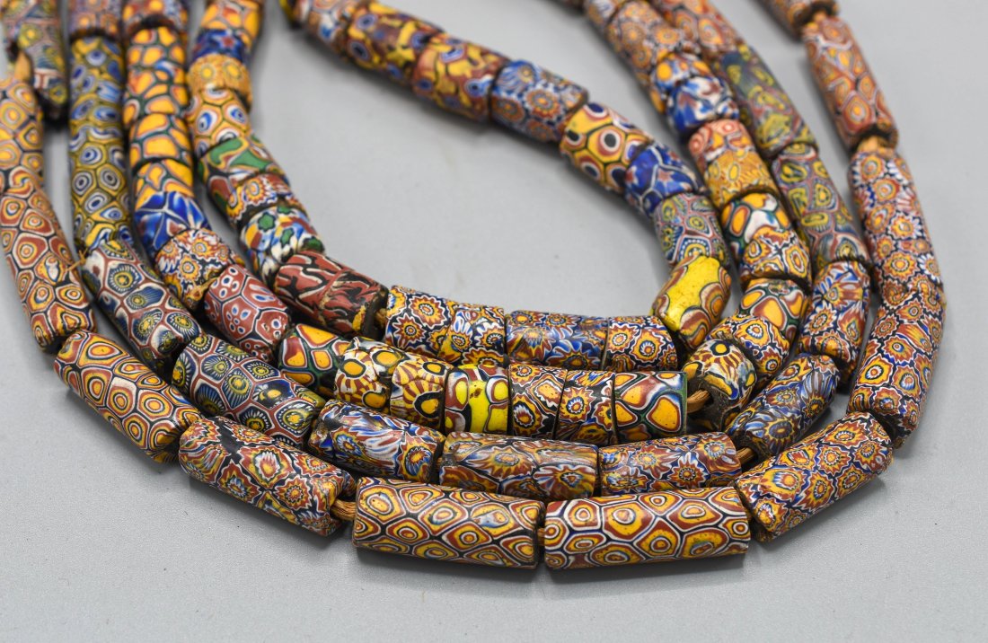 100+ Multi-Colored Glass Cane African Trade Tube Beads (1 of 2)