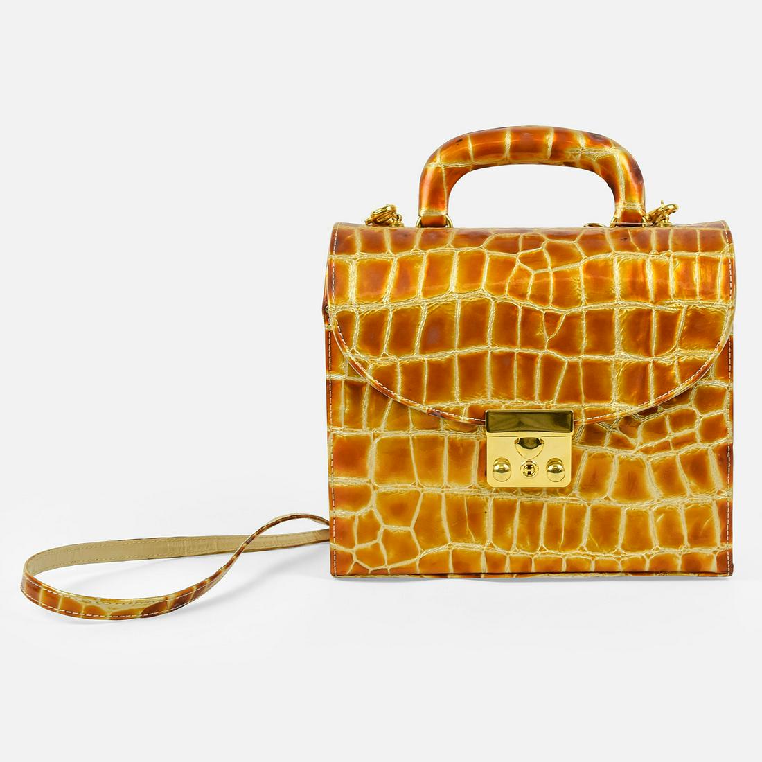 STUART WEITZMAN Croc Vinyl Shoulder Clutch Bag (1 of 14)