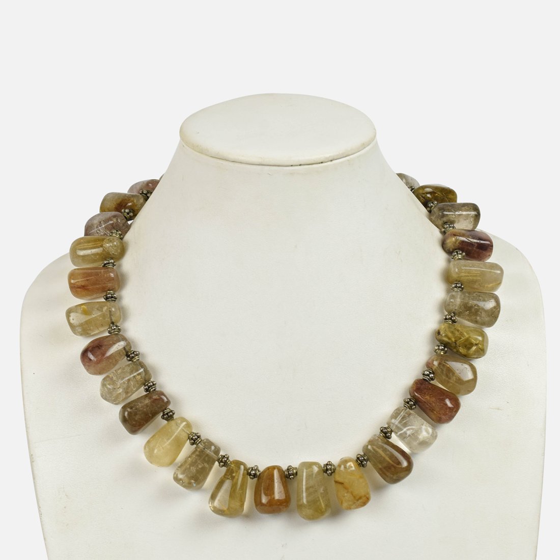 NATURAL QUARTZ NECKLACE Rutilated and Silver Gemstone Nugget Statement Necklace (1 of 6)