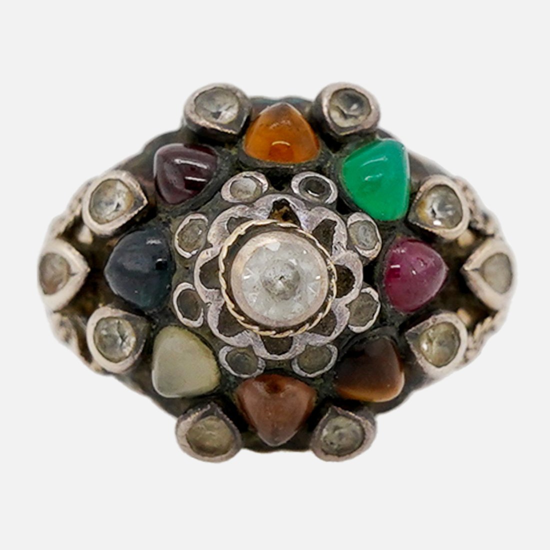 PRINCESS RING Vintage 10K Yellow Gold Colored Diamond & Gemstone Statement  Ring (1 of 7)