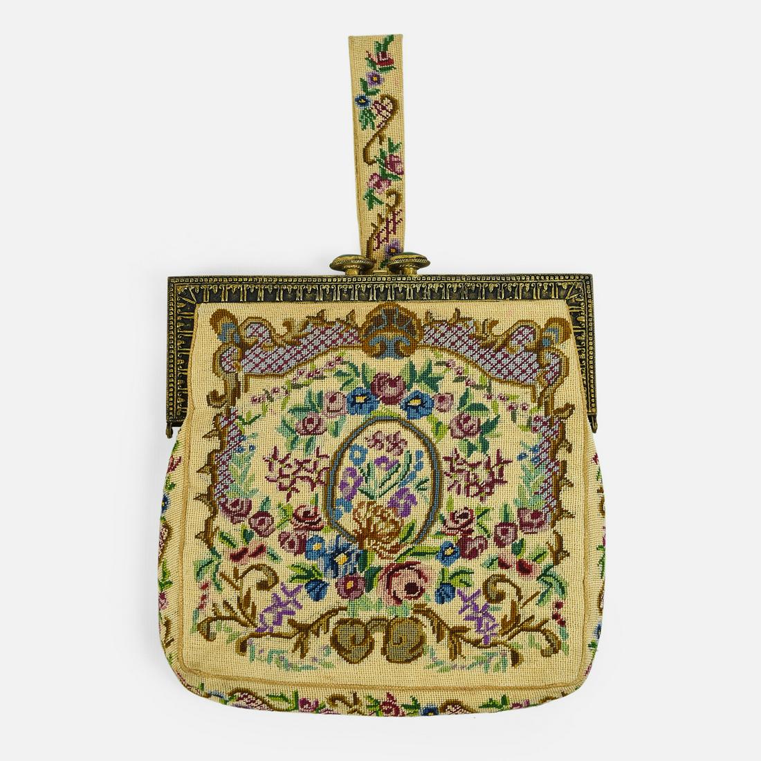 PETTIPOINT TEXTILE BAG Vintage Wristlet Handbag (1 of 7)