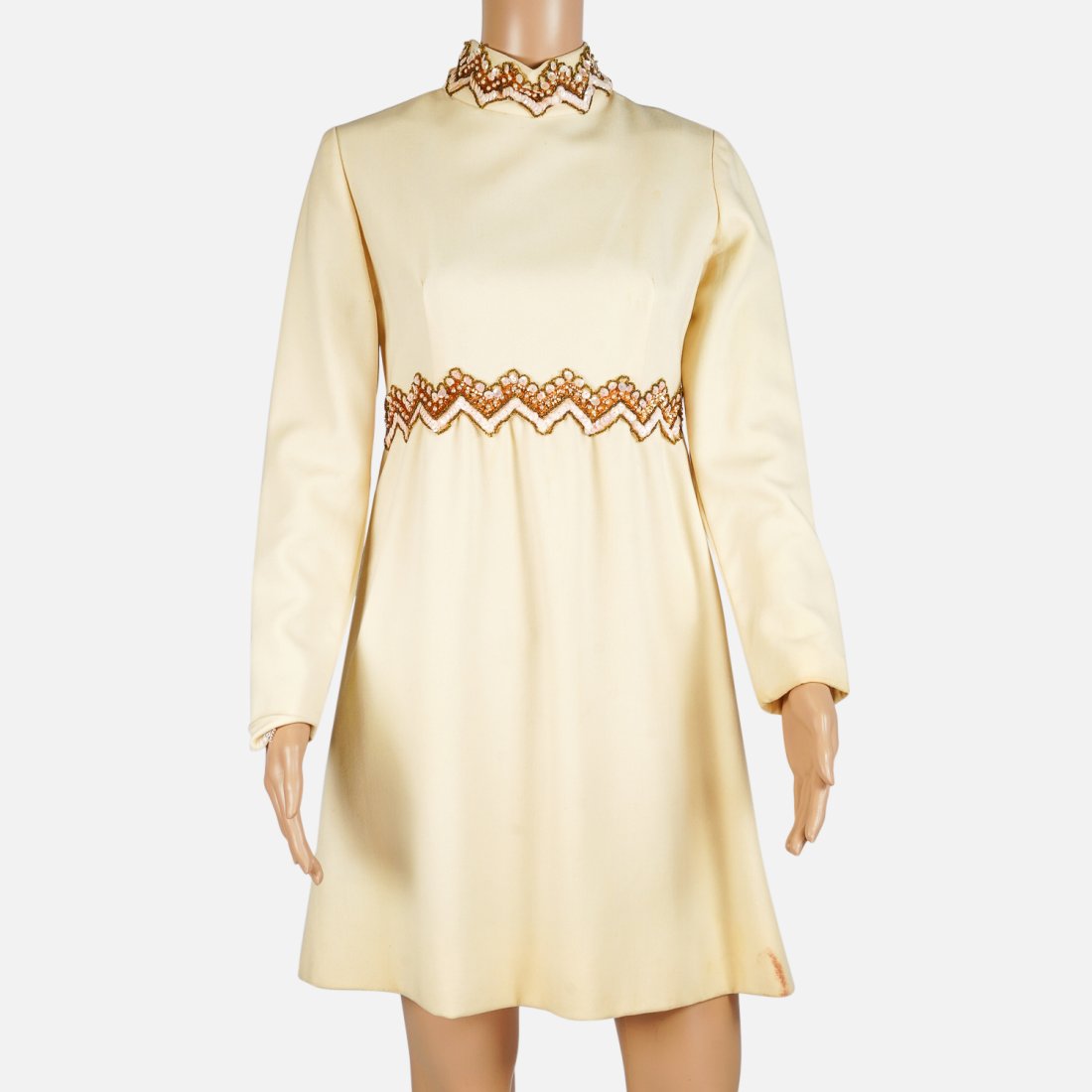 INGEBORG   MOD 1960's  Sequin Faux Pearl Bead Wool  Mini  Dress (1 of 6)