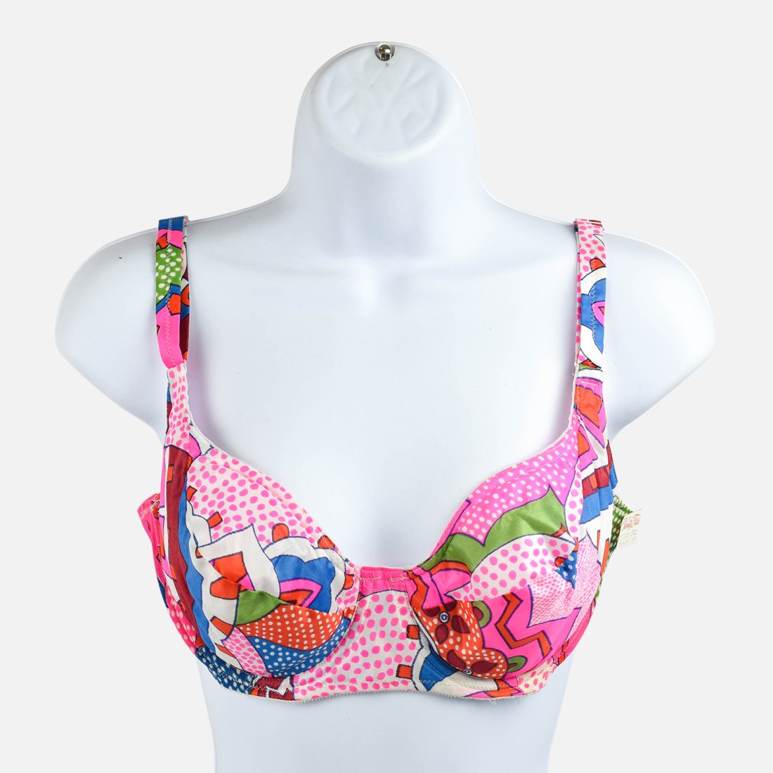 VANITY FAIR Vintage1960's Printed Bra 34C MOD: MOD style! 34 c. may be a little smaller. Wear as a bra or bathing suit. Retains original tags.