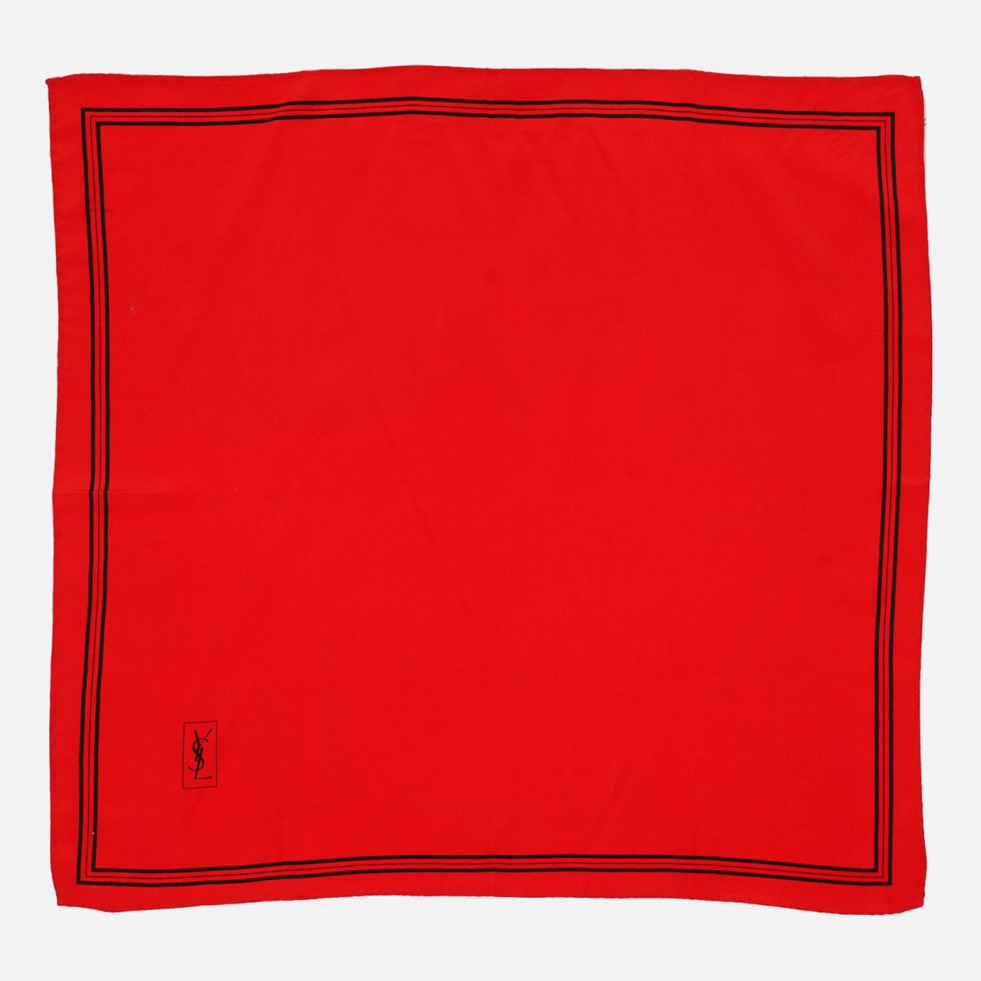 YSL YVES SAINT LAURENT Red Monogram Silk Scarf (1 of 4)