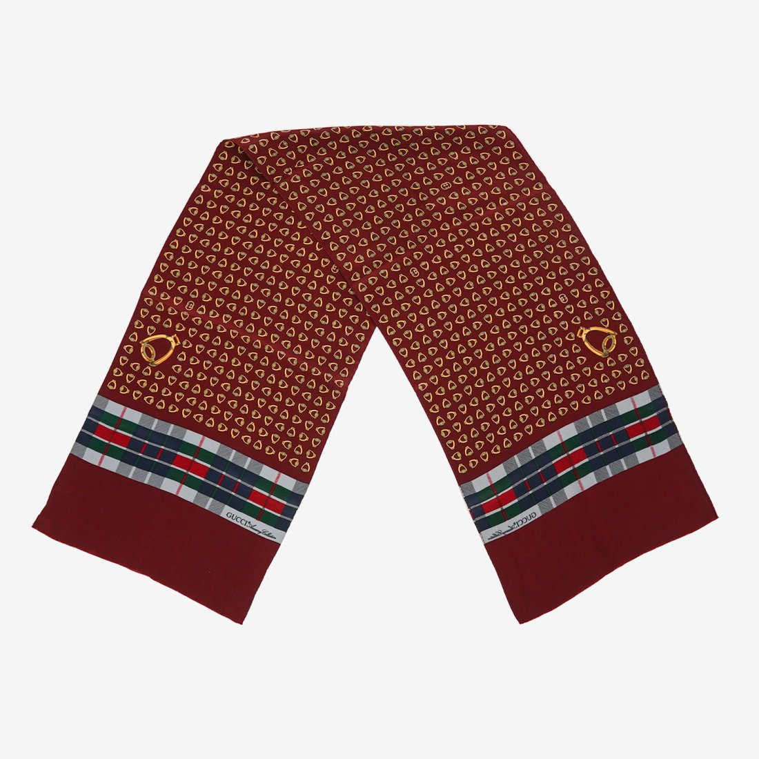 GUCCI Vintage Burgundy Oblong Scarf: 100% Silk, Made in Italy.