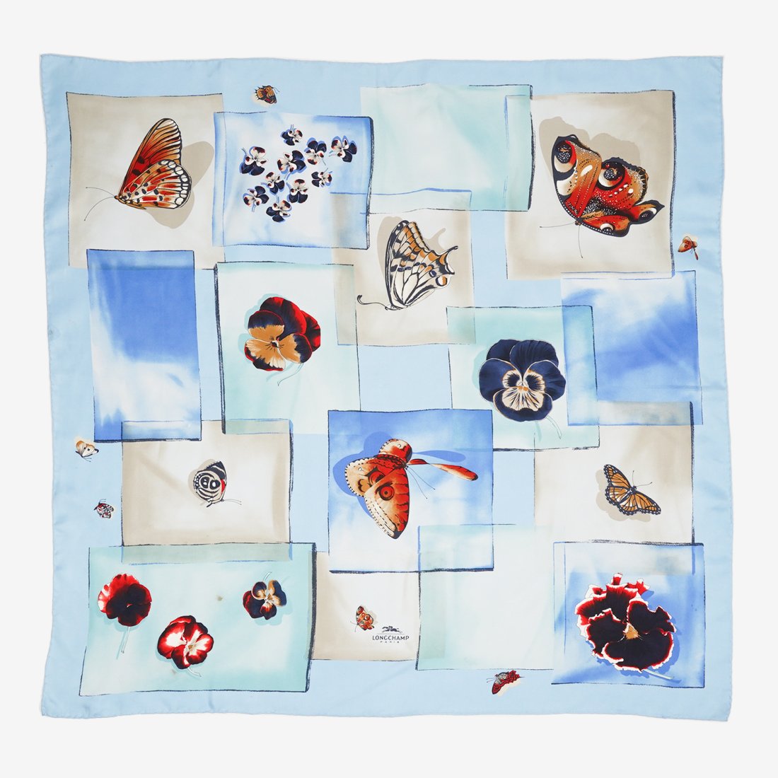 LONGCHAMP  Paris  Vintage Butterfly & Flowers Silk Scarf (1 of 4)