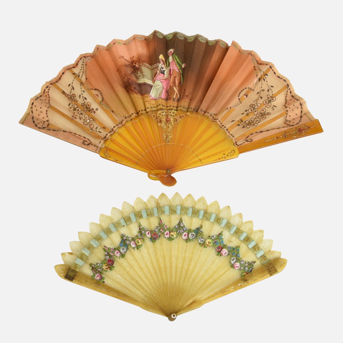 VICTORIAN HAND FANS Antique  Hand Painted Fans (1 of 9)