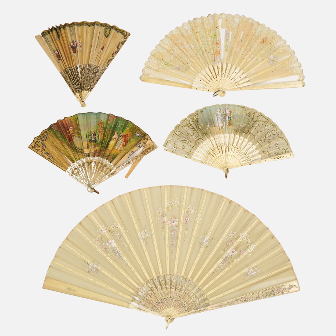 ANTIQUE HAND FANS Assorted Antique Hand Painted, Embroidered Fans (1 of 11)