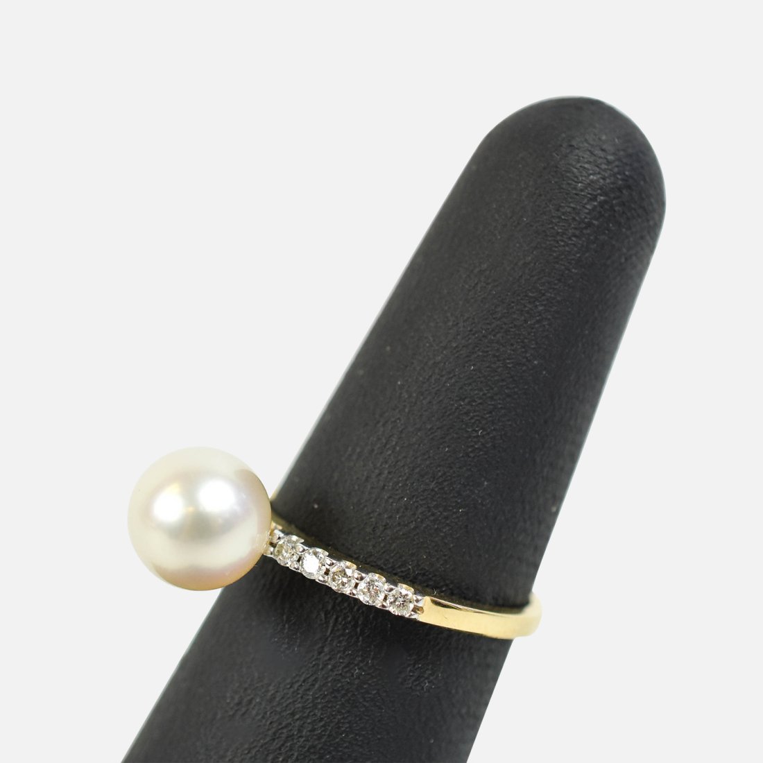 PEARL DIAMOND  RING Fine 14K Yellow Gold 8mm Pearl Solitaire Ring (1 of 11)