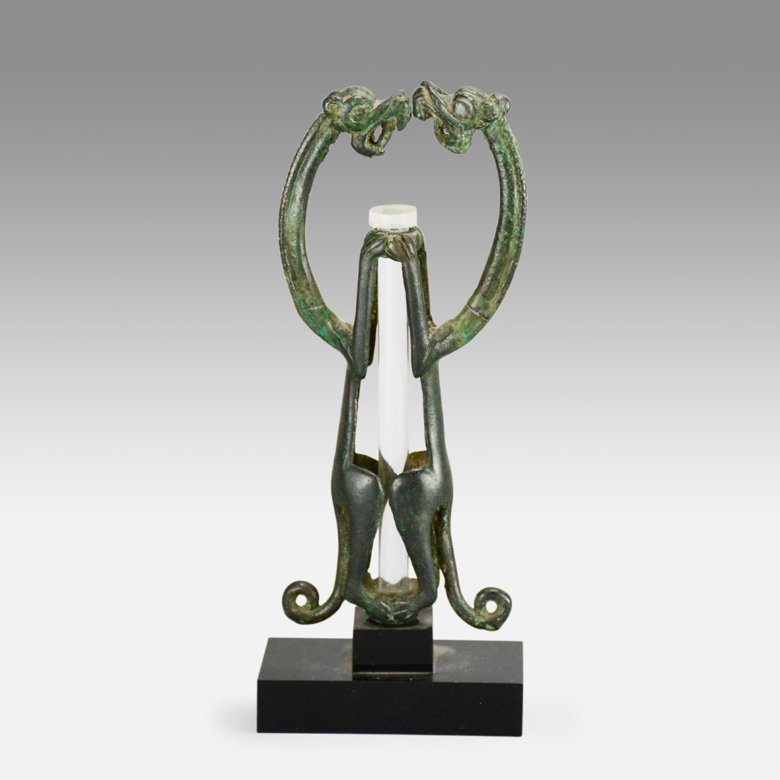 Ancient Luristan Bronze Double Dragon Mascot Figurine Standard Finial (1 of 20)
