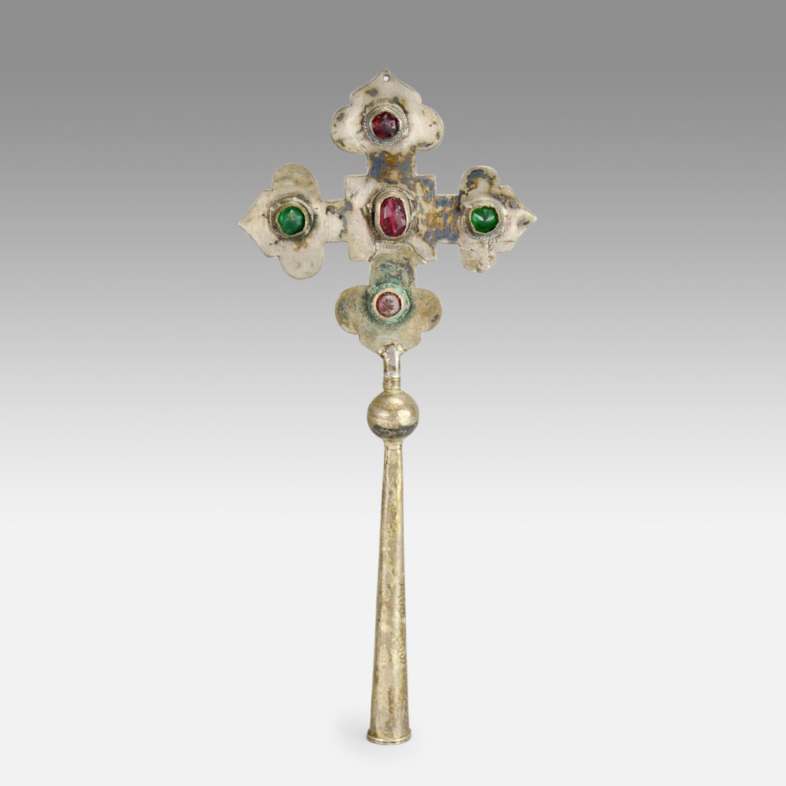 Antique 18thC Armenian Silver and Stones Processional Cross (1 of 14)