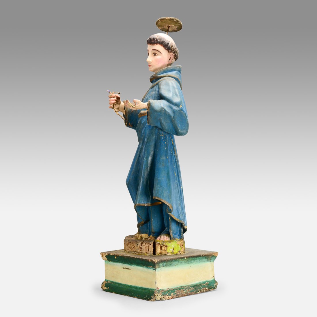 Antique 19thC Carved Wood South American Icon Saint Statue (1 of 12)