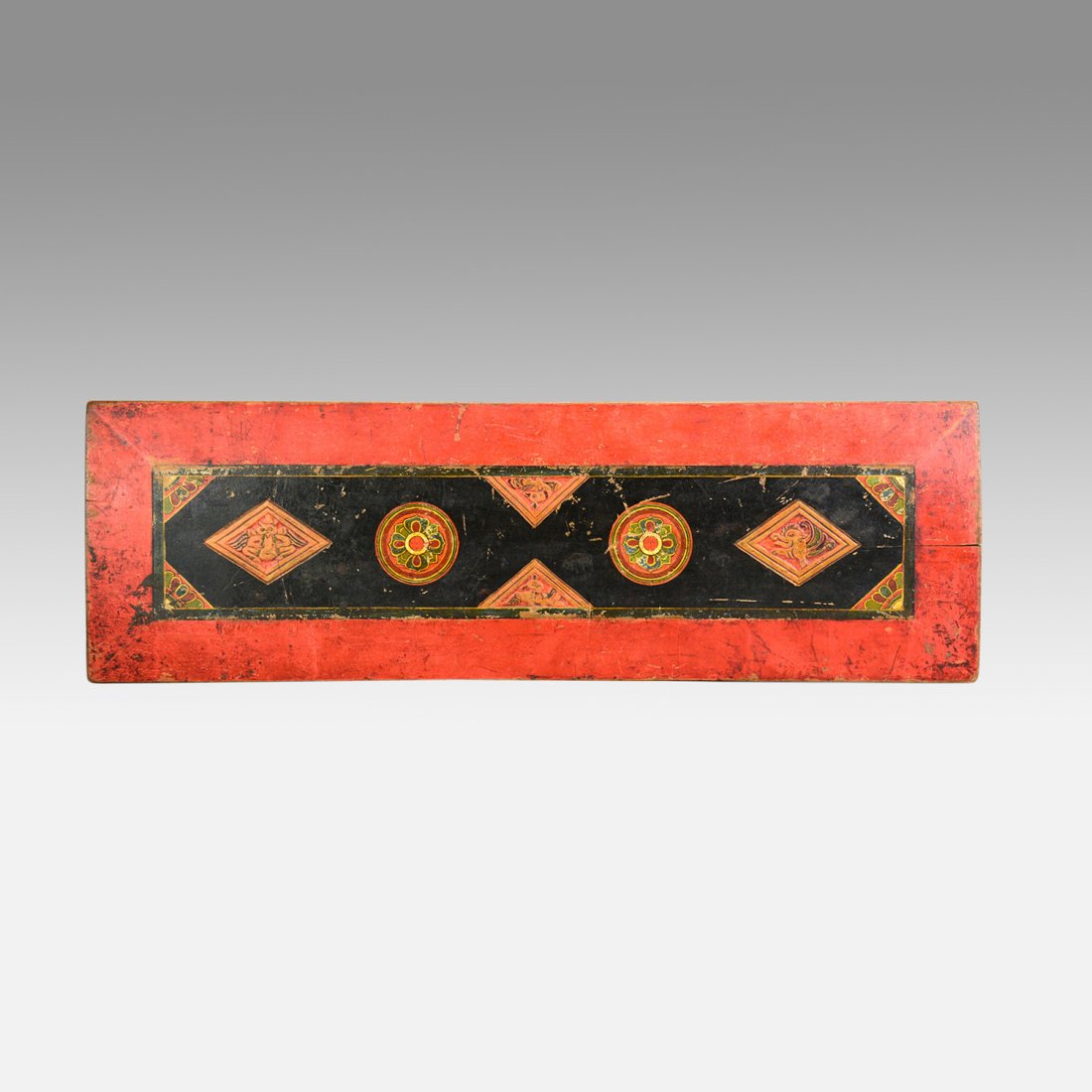 Antique 15thC Tibetan Painted Wood Manuscript Book Cover (1 of 10)