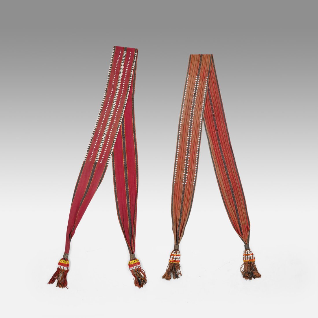 Pair Antique Caucasus Flat Weave Beaded Pack Animal Bands Tribal Textile: Ca. late 19th to first half 20thC. Very good with no major rips or holes, no stains or repairs. Apparently these pack animal bands are very scarce, in any condition. From the Robert and Nancy Nooter t