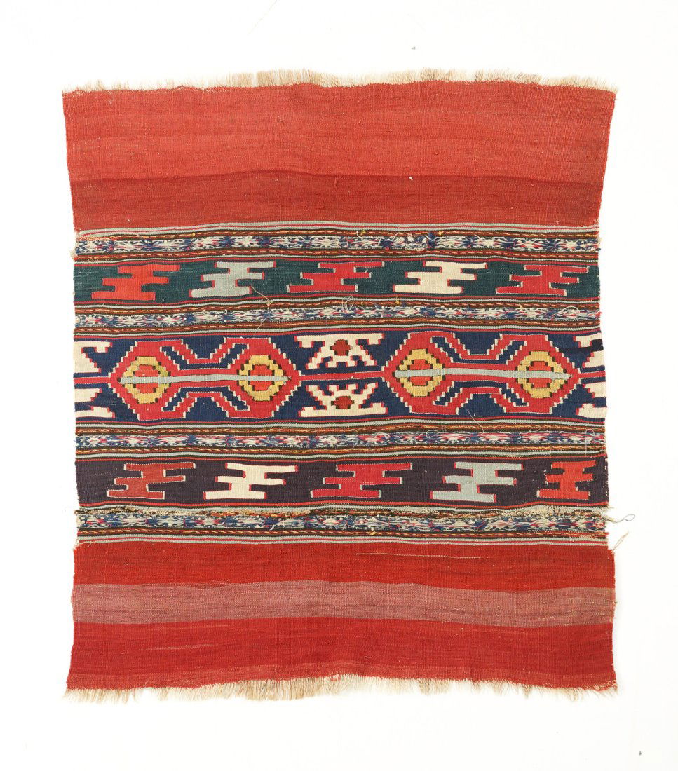 Antique 19thC Anatolian Kilim Tribal Flat Weave Textile Saddle Blanket (1 of 6)