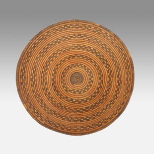 Large Native American Indian Apache Basket Bowl Tray: Ca. late 19thC. Very good with no breaks or repairs. Ex-Nooter coll.